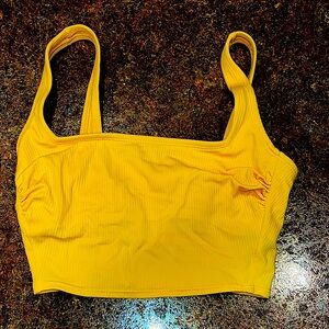 Yellow Ribbed Crop Top
